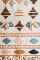 Vibrantly woven tapestry showcasing ethnic patterns in rich colors and intricate design photo