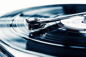 High quality antique phonograph showcasing retro design and intricate details on a white background photo