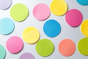 Colorful die-cut sticker mockup showcasing vibrant circles on a clean white background perfect for creative design projects photo