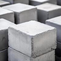 Urban construction elements create a visual symmetry of raw concrete blocks in an industrial setting photo