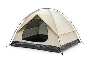High quality camping tent on a clean white background with realistic lighting and sharp details photo