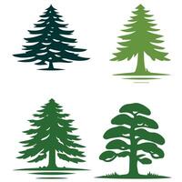Four pine trees on a white background vector