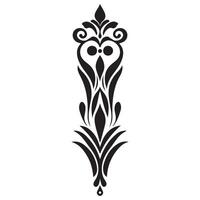 A black and white design of a stylized floral pattern vector