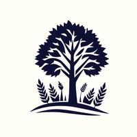 A tree with wheat and grass on it vector