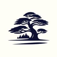 A tree with a mountain in the background vector