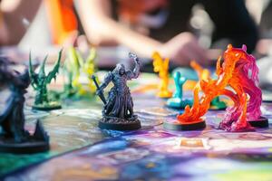 Fantasy board game setup featuring colorful miniatures and detailed components in action photo