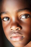 Close-up of a childs focused expression while learning a skill and seeking good role models photo