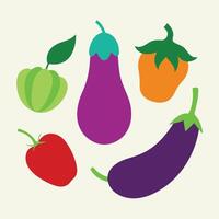 A group of vegetables are shown in a flat design vector
