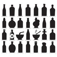 A collection of bottles and jars on a white background vector