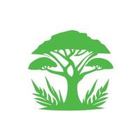 A green tree with leaves and grass on it vector