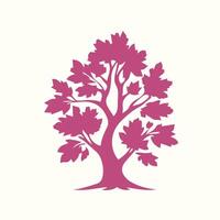 A pink tree with leaves on it vector