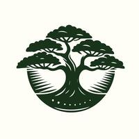 A tree logo with a green background vector