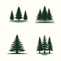 Four different types of pine trees in different shapes vector