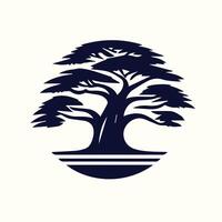 A stylized tree with a wave in the middle vector