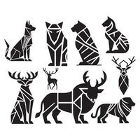a set of geometric animals and deer vector