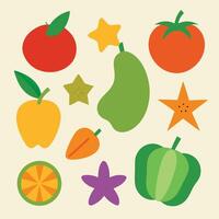 A set of fruit and vegetables in a flat design vector