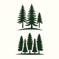 Pine trees icons set, illustration vector