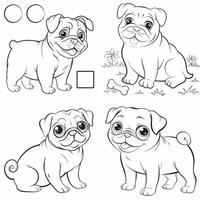 Dog coloring pages with bones paw prints and accessories vector
