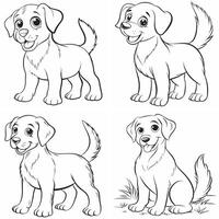 Fluffy dog coloring sheets with easy and complex designs vector