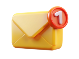 3D Rendered Yellow Envelope with New Message Icon png