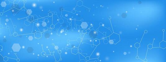 Abstract molecular structure for medical, science and technology. DNA and atom visualization banner vector