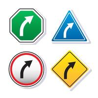 Flat design collection of turn right only warning sign board illustration isolated on white background vector