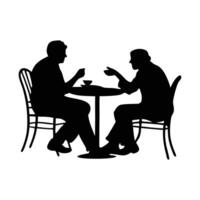 Silhouette of people Sitting at a Cafe Table Having a Conversation vector