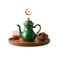 Green beverage pot with a stylized handle. png