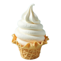 A soft serve ice cream cone showcasing a cream. png