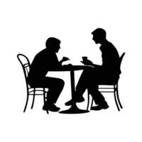 Silhouette of 2 people Sitting at a Cafe Table Having a Conversation vector