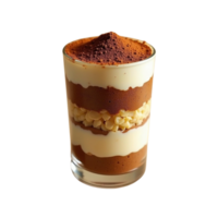 Smooth vanilla cream layer and textured chocolate base. png