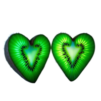 Two kiwi halves arranged side by side each shaped like a heart. png