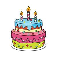 Bright Birthday Cake with Candles and Colorful Frosting vector