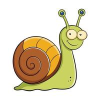 Cute Snail with Big Eyes and a Happy Expression in a Cartoon Style vector