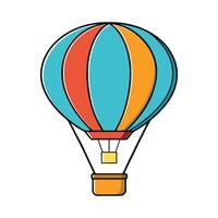 Colorful Hot Air Balloon with Striped Pattern Floating in the Sky vector