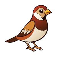 Realistic Small Brown Sparrow Bird Sitting in a Side View Pose illustration vector