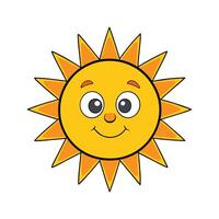 Bright Smiling Sun with a Cheerful Face and Yellow Rays vector