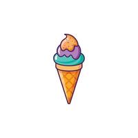 Classic Ice Cream Cone Delight on White Background vector