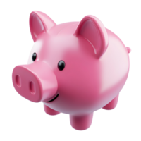 3d illustration pink piggy bank on transparent background png