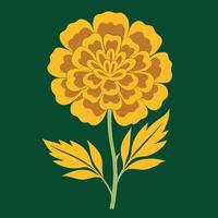 a yellow flower with leaves on a green background vector