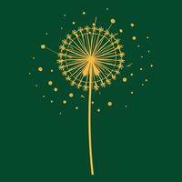 a dandelion with gold leaves blowing in the wind. vector