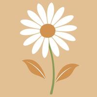 a daisy with leaves on a tan background vector