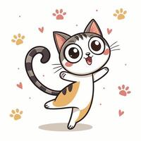 cat dancing with paws up vector