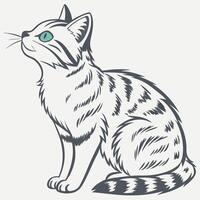 a cat with green eyes is sitting down vector