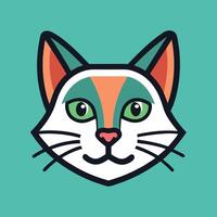 a cat's head with green eyes and a green nose vector