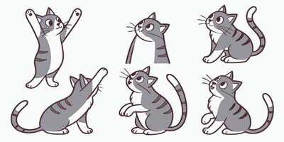 a set of cartoon cat pose vector