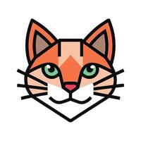 a cat head with green eyes and a white background vector