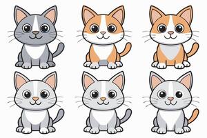 cartoon cats in different poses, including one with a white nose vector