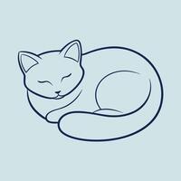 a sleeping cat is shown in a line drawing vector