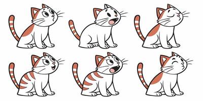 cartoon cat with different expressions vector